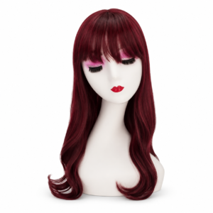 Peluca Topper Bisoñé Semi Opaca Estética 50cm Con Flequillo #35 Rojo Borgoña