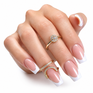 Anillo Para Uña Doble Acero Quirúgico 316l Dorado Con Strass Blanco