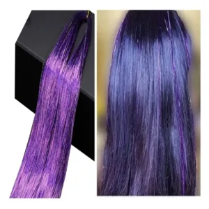 100 Hilos De Oropel Metálicos extensiones para el Cabello - Violeta