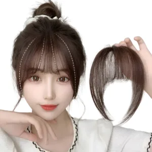 Mini Flequillo Postizo Pelo orgánico Coletas Lateral - #4 Castaño Oscuro