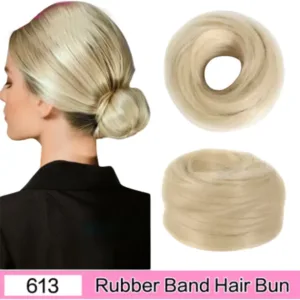 Mini Rodete Moño Extension De Pelo Sintetico Premiun Opaco #613 Rubio Platino