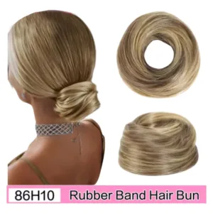 Mini Rodete Moño Extension De Pelo Sintetico Premiun Opaco #86H10 Rubio Oscuro y Cano