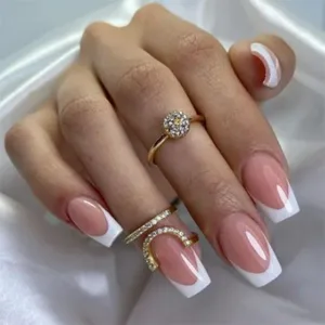 Anillo Para Uña Doble Acero Quirúgico 316l Dorado Con Strass Blanco