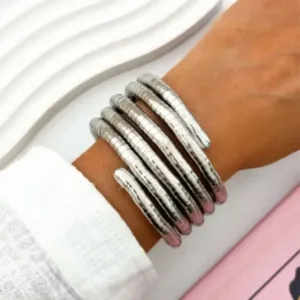 Pulsera Brazalete Espiral Snake Niquelado Plateado