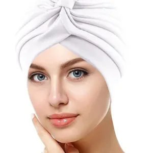 Turbantes Oncológicos Clasicos De Lycra Liso Alopecia Moda - Blanco