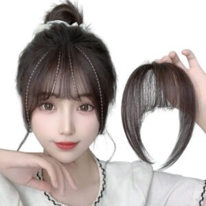 Mini Flequillo Postizo Pelo orgánico Coletas Lateral - #1B Negro Claro