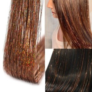 100 Hilos De Oropel Metálicos extensiones para el Cabello - Cobre