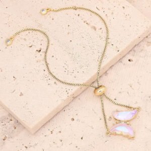 Pulsera Mariposa Zircon Blanco Boreal Acero Con Baño Dorado