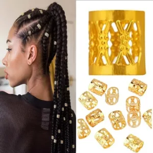 48 Anillos Cuffs Adornos Trenzas Africanas Rastas Dorados