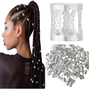 48 Anillos Cuffs Adornos Trenzas Africanas Rastas Plateados