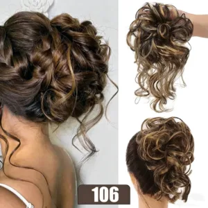 Rodete Mágico con coleta #106 Castaño Oscuro y Miel