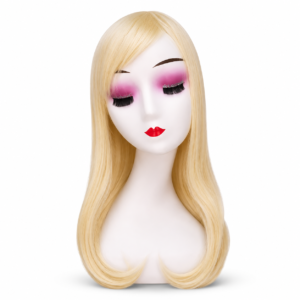 Peluca Topper Bisoñé Semi Opaca Estética 50cm Con Flequillo #613 Rubio platino
