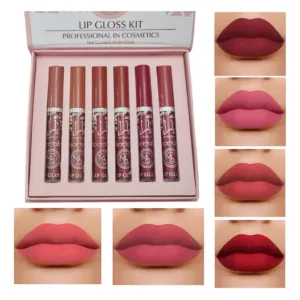 Set De 6 Labiales Liquido Matte Velvet C/ Caja By Moc Allure Color Lip Gloss Kit