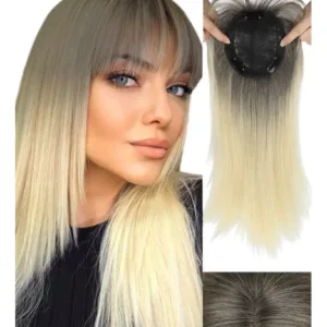 Peluca Topper con Flequillo Degrade Balayage - 6/613 Castaño chocolate y Rubio Platino (copia)