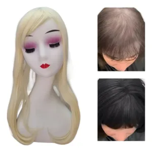 Peluca Topper Bisoñé Semi Opaca Estética 50cm Con Flequillo #613 Rubio platino