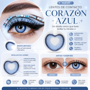 Lentes Contacto Fantasía Forma De Corazón Blue Azul Cosplay