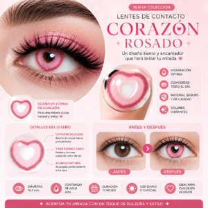 Lentes Contacto Fantasía Forma De Corazón Rosa Pink Cosplay