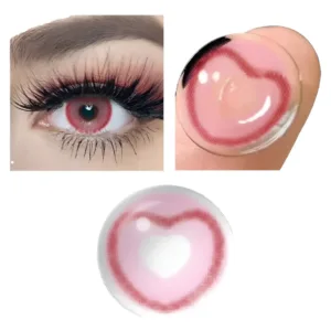 Lentes Contacto Fantasia Forma De Corazon Rosa Pink Cosplay