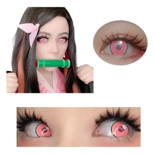Lentes Contacto Lalens Fantasia Kamado Nezuko2 Pink Cosplay