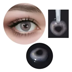 Lentes Contacto Fantasia Forma De Corazon Grey Gris Cosplay