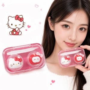 Porta Lentes De Contacto Kitty Cat Apple Manzana Pinza Sopapa - Rojo