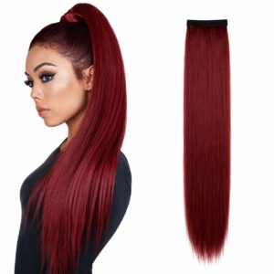 Pony Tail Extension Cola De Caballo Lacia con Lazo - Rojo Intenso Borgoña
