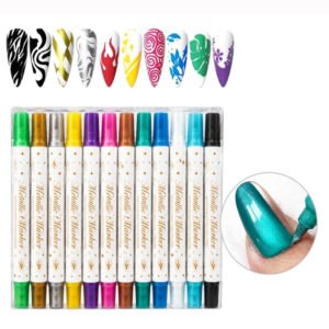 12 Marcadores Doble Punta Para Uñas Decoración Nail Art Esmalte
